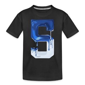 NR. 5 NUMMER 5 BLAU WEIß 5. GEBURTSTAG - Kinder Premium Bio T-Shirt - Schwarz - Vorne