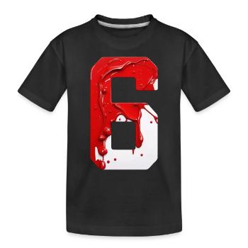 NR. 6 NUMMER 6 ROT WEIß 6. GEBURTSTAG - Kinder Premium Bio T-Shirt - Schwarz - Vorne