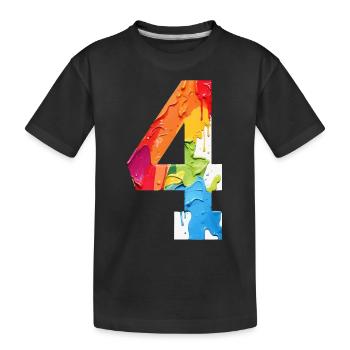 COLORED NUMBER 4 COLORFUL 4TH BIRTHDAY - Kids' Premium Organic T-Shirt - black - Front