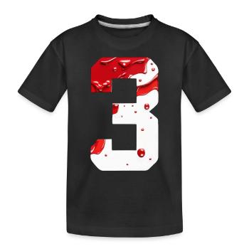 NO. 3 NUMBER 3 RED WHITE 3RD BIRTHDAY - Kids' Premium Organic T-Shirt - black - Front