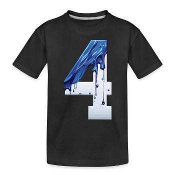 NR. 4 NUMMER 4 BLAU WEIß 4. GEBURTSTAG - Kinder Premium Bio T-Shirt - Schwarz - Vorne