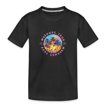 Mykonos Tour Palmen - Kinder Premium Bio T-Shirt - Schwarz - Vorne