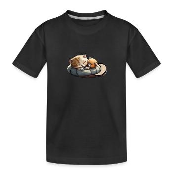 Sleepy Cat - Kinder Premium Bio T-Shirt - Schwarz - Vorne