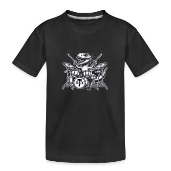 T-Rex dinosaurs for children who love music - Kids' Premium Organic T-Shirt - black - Front