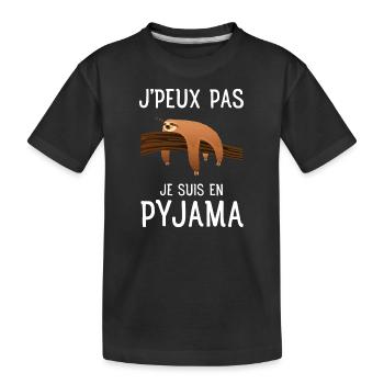 J'peux Pas Je Suis En Pyjama Paresseux - T-shirt bio Premium Enfant - noir - Devant