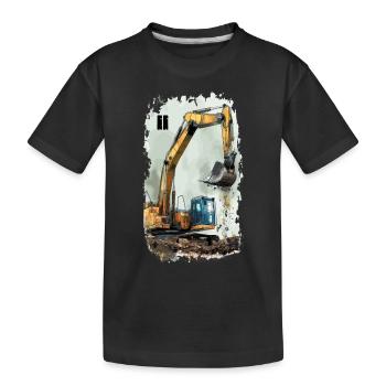 Bagger Excavator 11 Jahre - Kinder Premium Bio T-Shirt - Schwarz - Vorne