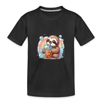 Bubble Tea Sloth Kawaii Anime Gift - Kids' Premium Organic T-Shirt - black - Front