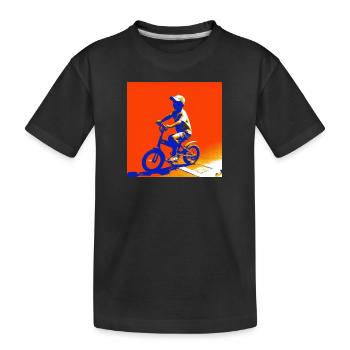 Kinderradfahrer auf dem Fahrrad - Kinder Premium Bio T-Shirt - Schwarz - Vorne