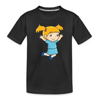 Mädchen springt Einschulung Freude Kindergarten - Kinder Premium Bio T-Shirt - Schwarz - Vorne