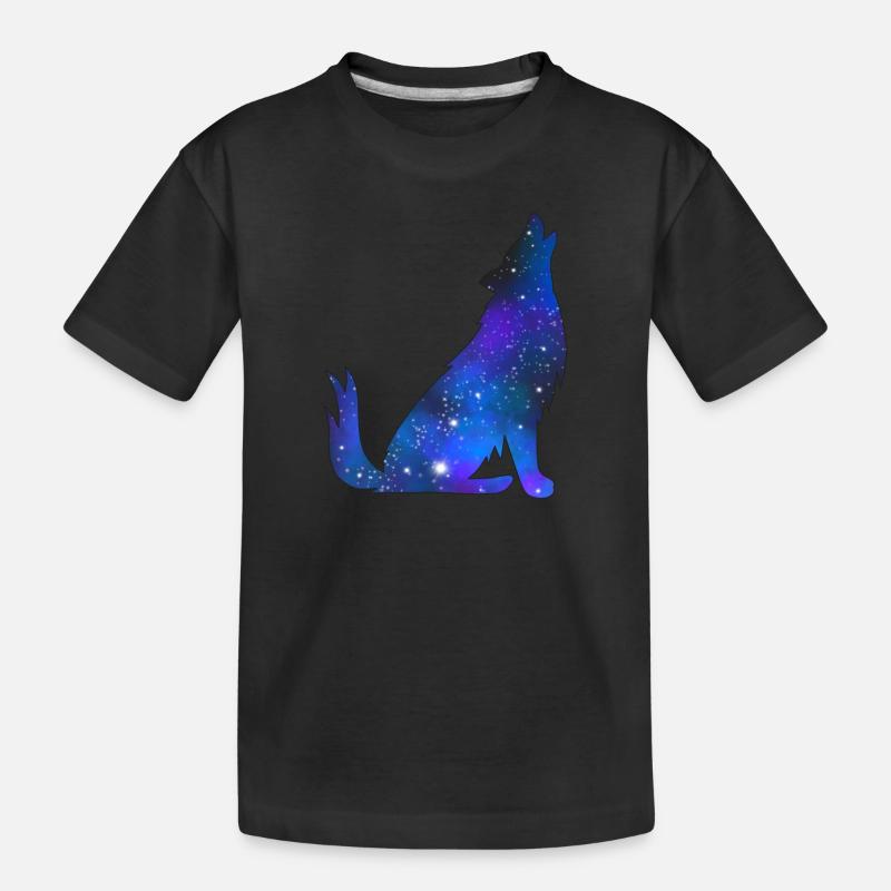 Galaxy Wolf - Kinder Premium Bio T-Shirt - Schwarz