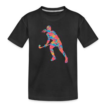 Hockeyspielerin Feldhockey Hockey Mädchen - Kinder Premium Bio T-Shirt - Schwarz - Vorne
