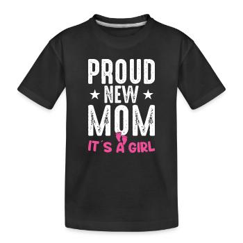 Fière nouvelle maman c’est une fille bébé genre révéler - T-shirt bio Premium Enfant - noir - Devant