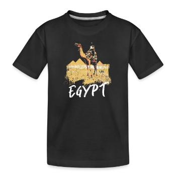 Illustration: Bédouin d'Égypte et pyramides - T-shirt bio Premium Enfant - noir - Devant