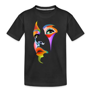 Gesicht bunt Lady Dame Mädchen Frau Maske Kosmetik - Kinder Premium Bio T-Shirt - Schwarz - Vorne