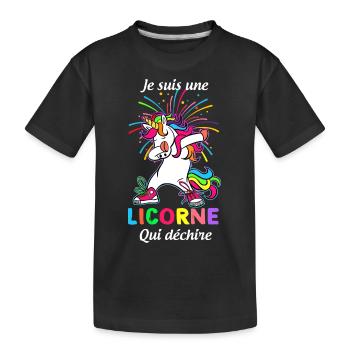 Licorne Cadeau Humour Femme - T-shirt bio Premium Enfant - noir - Devant