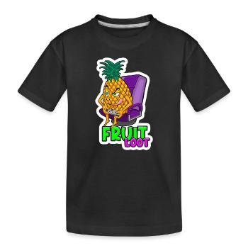 Ananas Gamer Fruit Loot - Kinder Premium Bio T-Shirt - Schwarz - Vorne