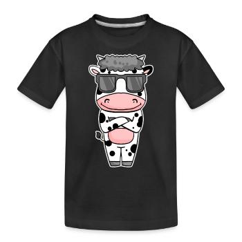 coole Kuh mit Sonnenbrille - Kinder Premium Bio T-Shirt - Schwarz - Vorne