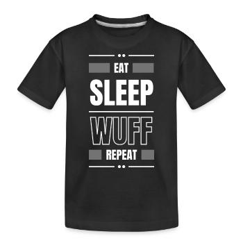 eat sleep wuff dog repeat geschenk idee hund - Kinder Premium Bio T-Shirt - Schwarz - Vorne