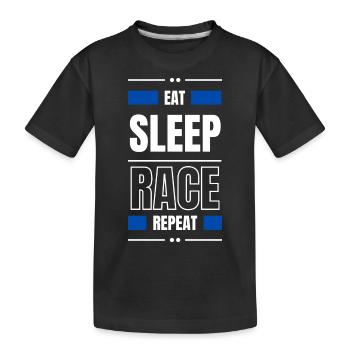 eat sleep race repeat geschenk idee rennen spruch - Kinder Premium Bio T-Shirt - Schwarz - Vorne