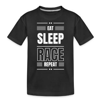 eat sleep race repeat geschenk idee rennen spruch - Kinder Premium Bio T-Shirt - Schwarz - Vorne