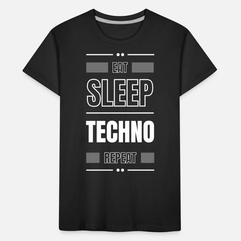 eat sleep techno repeat geschenk idee spruch party Kinder Premium Bio T-Shirt