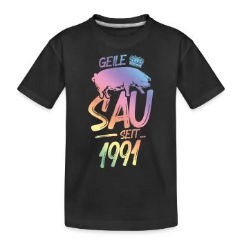 1991 Geile Sau - Kinder Premium Bio T-Shirt - Schwarz - Vorne