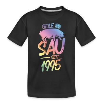 1995 Geile Sau - Kinder Premium Bio T-Shirt - Schwarz - Vorne
