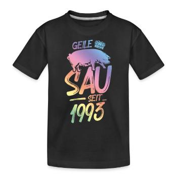 1993 Geile Sau - Kinder Premium Bio T-Shirt - Schwarz - Vorne