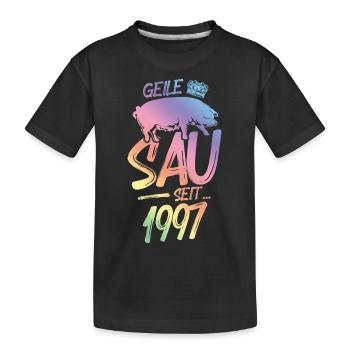1997 Geile Sau - Kinder Premium Bio T-Shirt - Schwarz - Vorne
