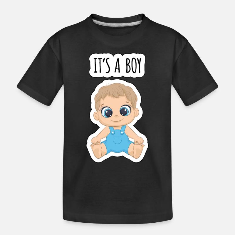 Es ist ein Junge - Kinder Premium Bio T-Shirt - Schwarz