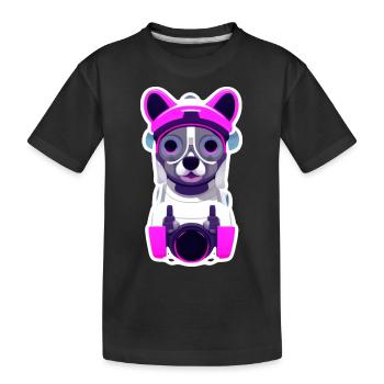 chien pilote d'un vaisseau dans l'espace - T-shirt bio Premium Enfant - noir - Devant