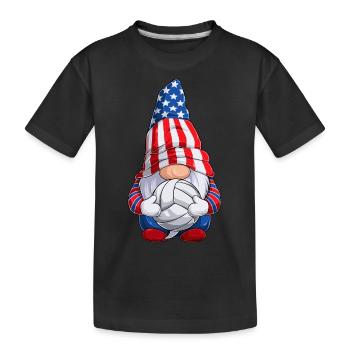 Volleyball Gnome 4th of July US Flag for Boys Kids - Kids' Premium Organic T-Shirt - black - Front