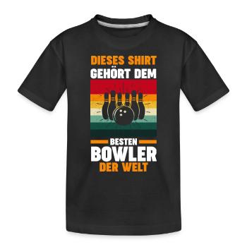 Bowler Bowlen Kegeln Bowling - Kinder Premium Bio T-Shirt - Schwarz - Vorne