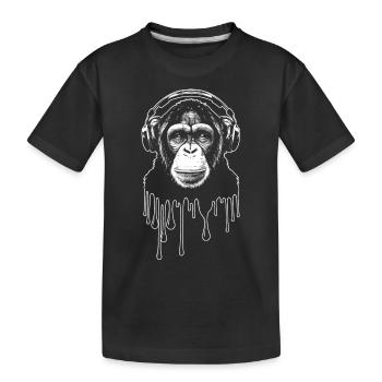 Schimpanse mit Kopfhörer Affe DJ Musik Festival - Kinder Premium Bio T-Shirt - Schwarz - Vorne