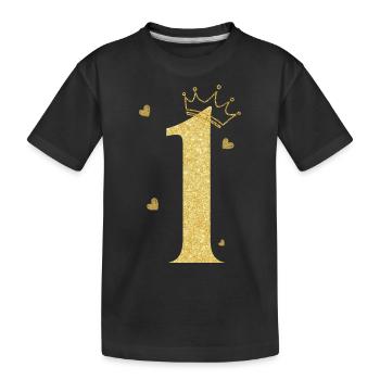 Goldene Krone zum 1. Jahrestag - Kinder Premium Bio T-Shirt - Schwarz - Vorne