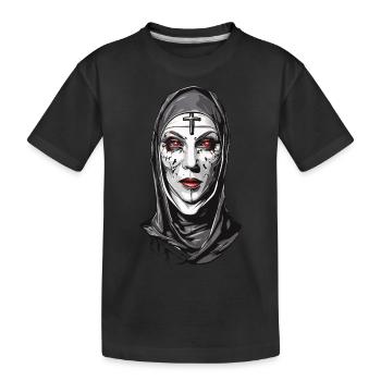 Gruselige Vampir Nonne Halloween Design - Kinder Premium Bio T-Shirt - Schwarz - Vorne