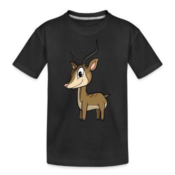 Cute cartoon deer - Kids' Premium Organic T-Shirt - black - Front