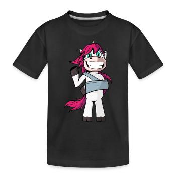 Verletztes Einhorn - Kinder Premium Bio T-Shirt - Schwarz - Vorne