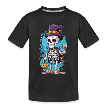 Skelett mit Zylinder - Kinder Premium Bio T-Shirt - Schwarz - Vorne