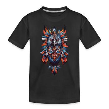 Spiritual Indian Raven Feather Mandala Design - Kids' Premium Organic T-Shirt - black - Front