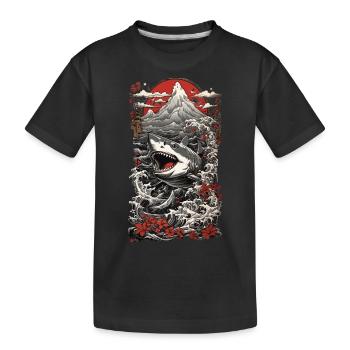 Ukiyo-e Shark Japanese Waves Art Sea Shark - Kids' Premium Organic T-Shirt - black - Front