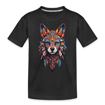 Shaman Dog Spirit Bohemian Design - Kids' Premium Organic T-Shirt - black - Front