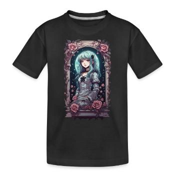 Aesthetic Goth Kawaii Anime Victorian Roses - Kids' Premium Organic T-Shirt - black - Front