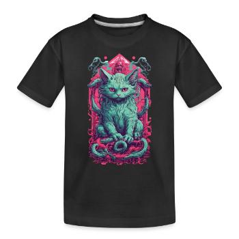 Creepy Demons Cat Halloween Underworld Design - Kids' Premium Organic T-Shirt - black - Front