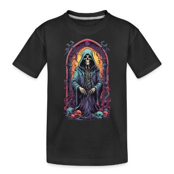Gothic Grim Reaper Hexen Magier Kunstwerk - Kinder Premium Bio T-Shirt - Schwarz - Vorne