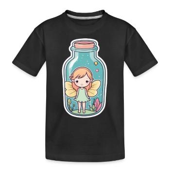 Jolie fée avec des ailes dans un bocal - T-shirt bio Premium Enfant - noir - Devant