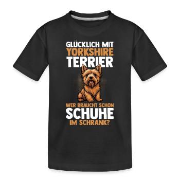 Hund Yorkshire Terrier - Kinder Premium Bio T-Shirt - Schwarz - Vorne