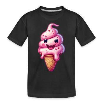 Lächelnde Eiskreation - Kinder Premium Bio T-Shirt - Schwarz - Vorne