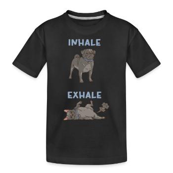 Einatmen Ausatmen - Mops Yoga Übung Hundesport - Kinder Premium Bio T-Shirt - Schwarz - Vorne