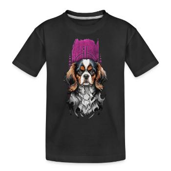 Königlicher Begleiter: Cavalier King Charles Spaniel - Kinder Premium Bio T-Shirt - Schwarz - Vorne